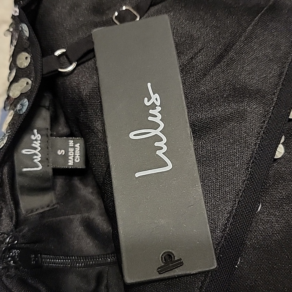 Lulus Mega Babe Black & Silver Sequin Bodycon Mini Dress S - Picture 12 of 12